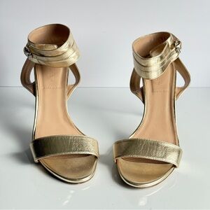 J. Crew Made in Italy Gold Strappy Heels Size 8.5